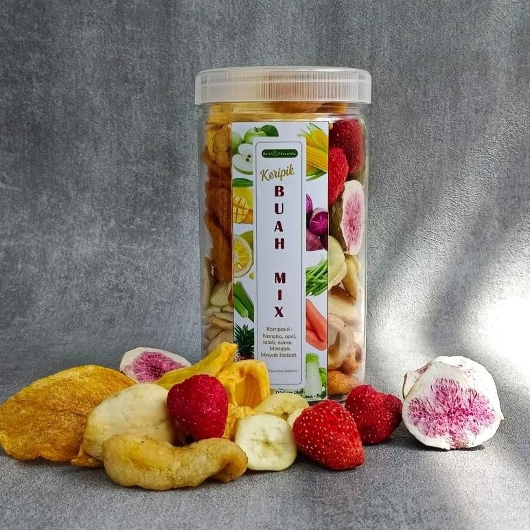 

Mix Fruits Chips In Jar Premium - Dengan Buah Tin & Strawberry - Buah Mix Buah Tin Dan Strawberry Kemasan Toples