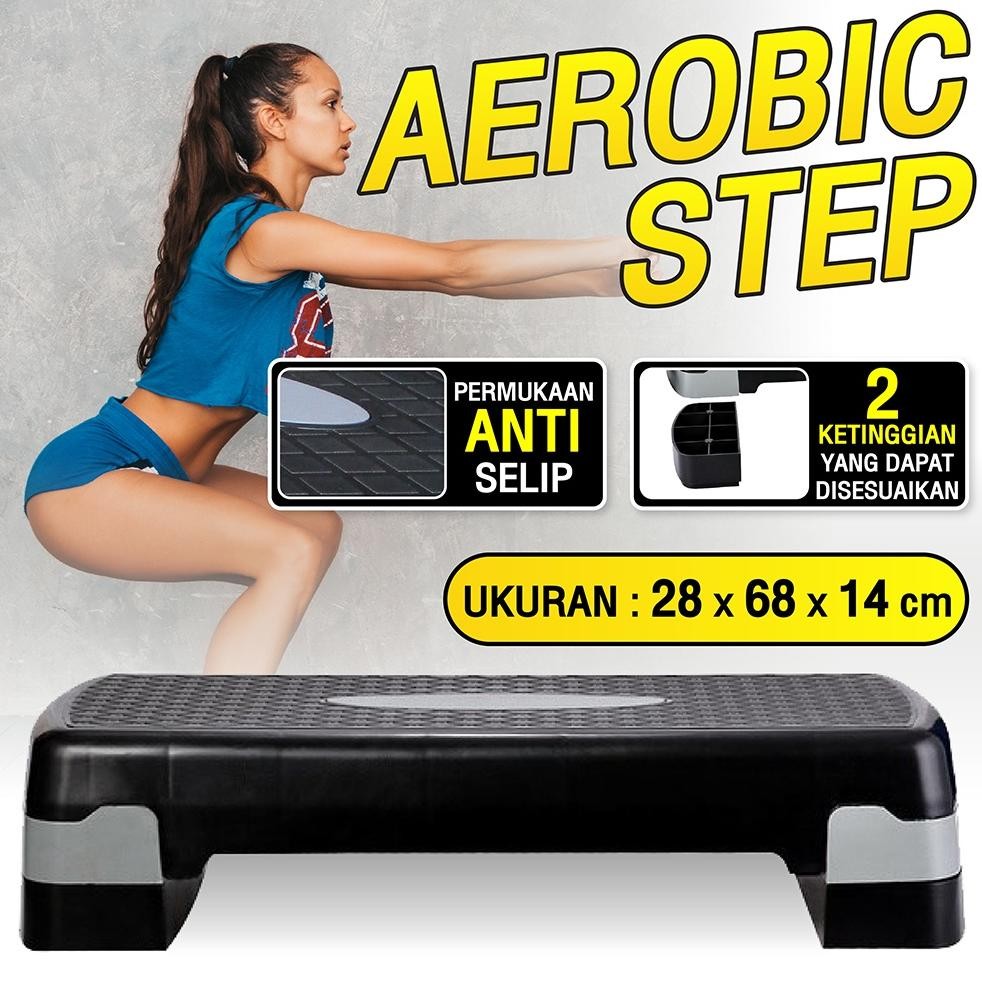 Papan Senam Aerobic Step Zumba Adjustable Alat Olahraga Fitness Gym