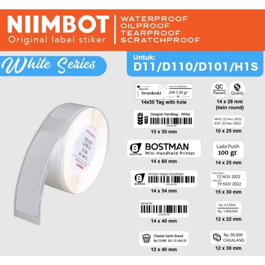 

White Thermal Label Printer Sticker Niimbot D11 D110 Refill Label Niimbot - Plain White AST