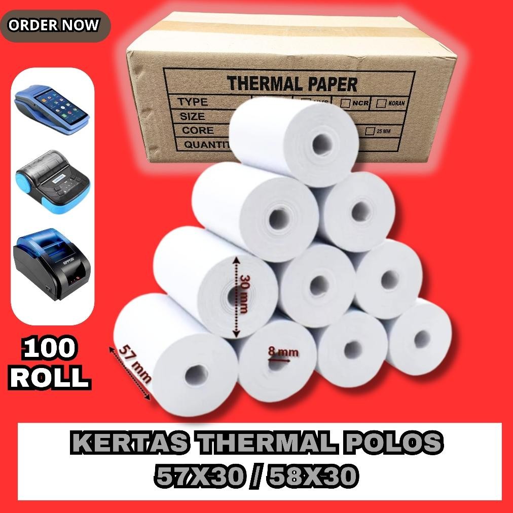 

100 ROLL KERTS THERMAL POLOS EDC BLUETOOTH 57X30 / 58X30 AST