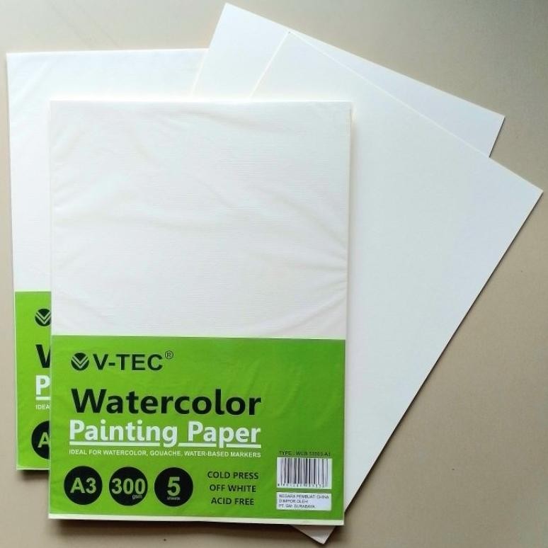 

Kertas Lukis Cat Air Water Color Paper V-TEC A3 300 Gsm Cold Pressed ( Pcs ) [Original ] AST