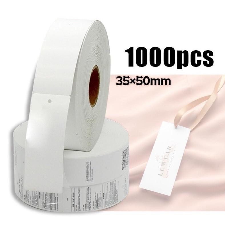 

1000PCS/ROLL Label Tag Baju/Cetak Hangtag Baju /Hang Tag Putih Kertas Perunggu 35*50MM AST