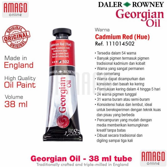 

Cat Minyak Lukis DALER-ROWNEY Georgian Oil 38 ml - Cadmium Red Hue - 111014502 AST