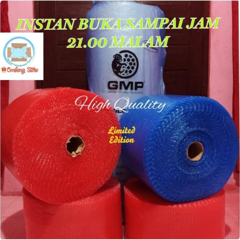 

BUBBLE WRAP GMP TEBAL ROLL SEDANG MERAH / BIRU 30cm x 50meter AST