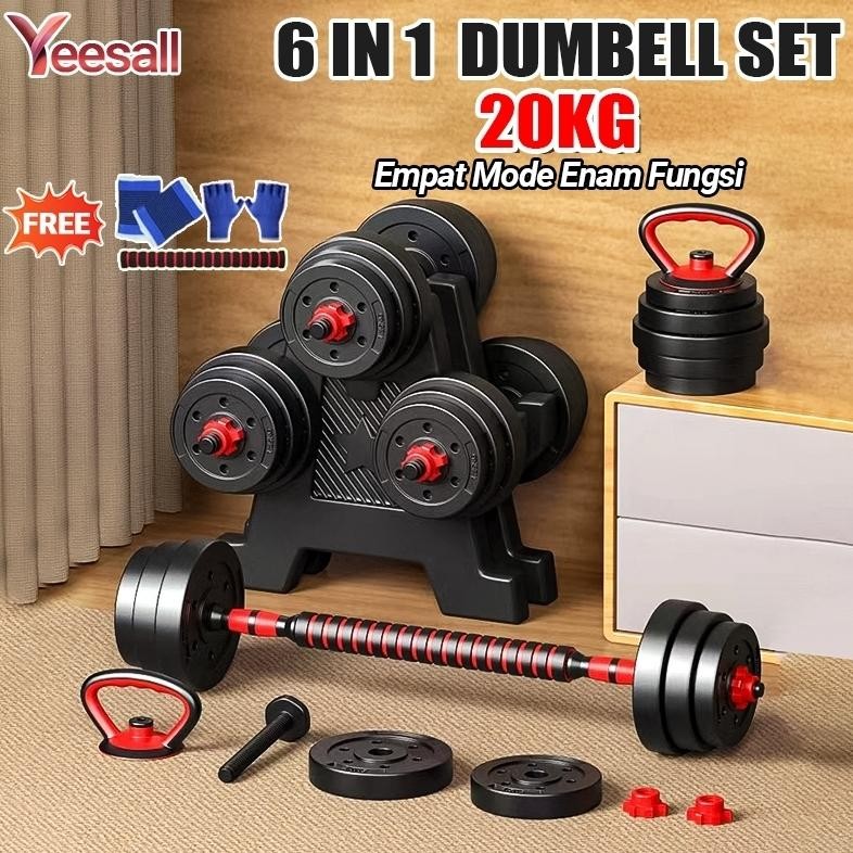 Rumah Dumbbell Set Kettlebell 20KG Peralatan Kebugaran Pria Dan Wanita Rumah Set Barbel 10 KG Ramah 
