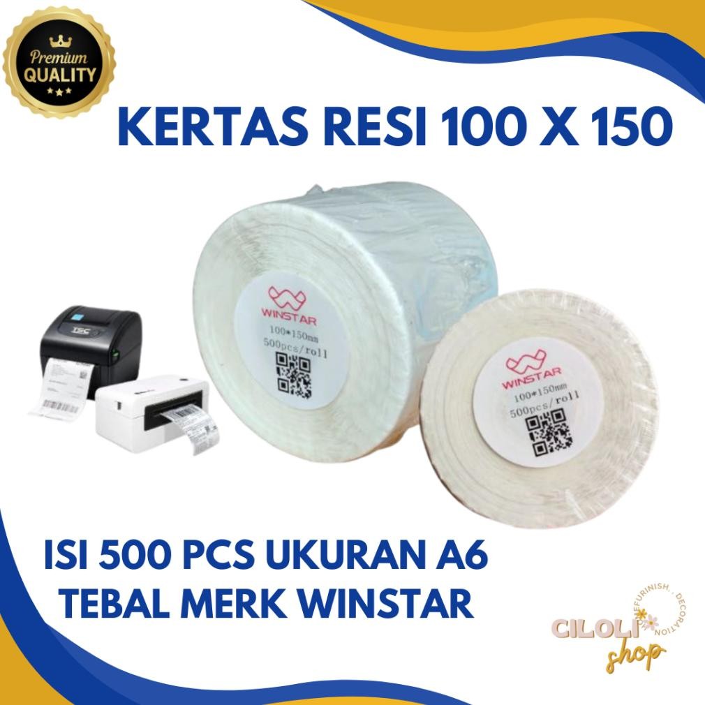 

Kertas sticker label thermal 100x150 MM isi 500 pcs roll dan lipat AST