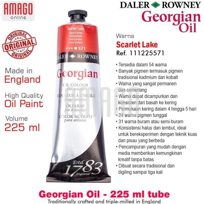

Cat Minyak Lukis DALER-ROWNEY Georgian Oil Paint 225 ml - Scarlet Lake - 111225571 AST