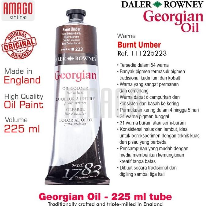 

Cat Minyak Lukis DALER-ROWNEY Georgian Oil Paint 225 ml - Burnt Umber - 111225223 AST