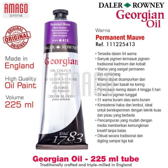 

Cat Minyak Lukis DALER-ROWNEY Georgian Oil Paint 225 ml - Permanent Mauve - 111225413 AST