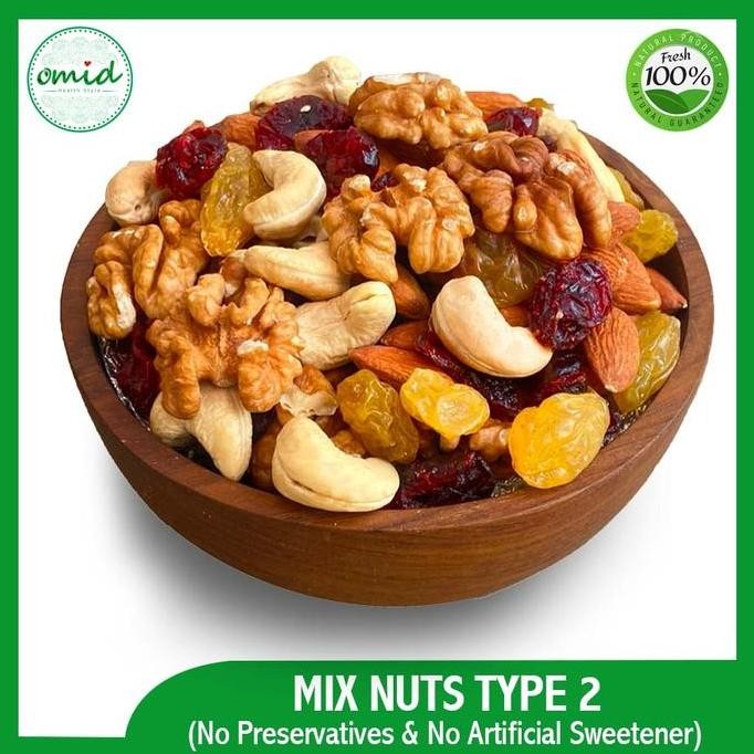 

Mix Nuts / Mixed Nuts (Campuran 3 Jenis Kacang & 2 Buah Kering) 500Gr