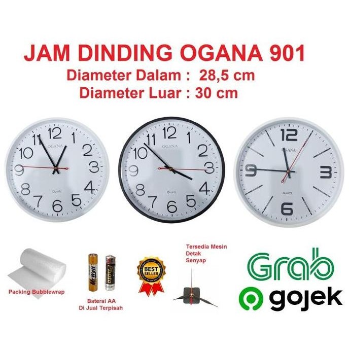 (Allthebest) Jaya Jam dinding ogana besar jam dinding polos jam ogana bulat modern Plastik