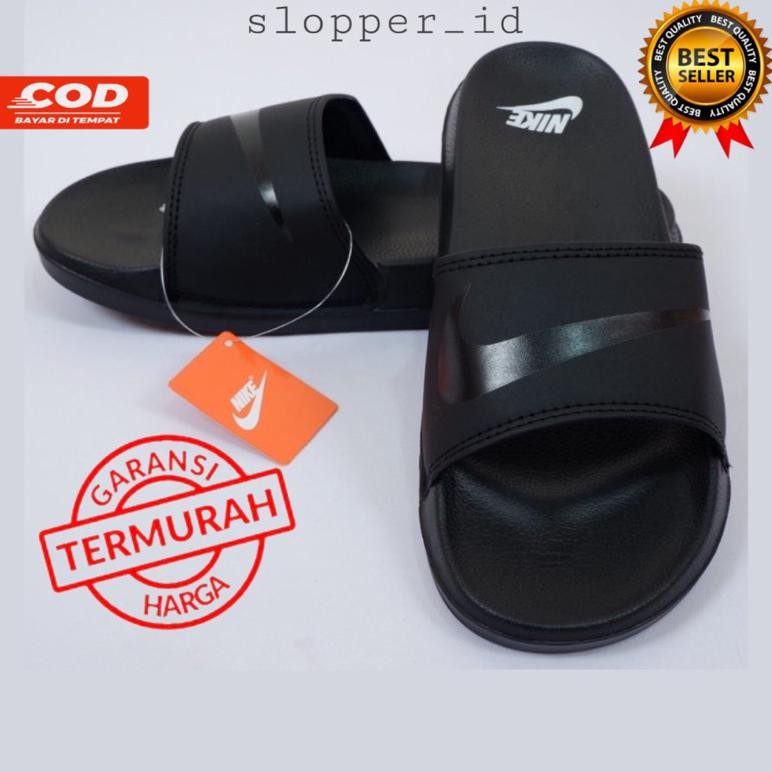 NEW SANDAL SLOP PRIA NIKE SENDAL SLIDE PRIA NIKE SENDAL SLIP ON NIKE HITAM FULLBLACK SENDAL PRIA CAS
