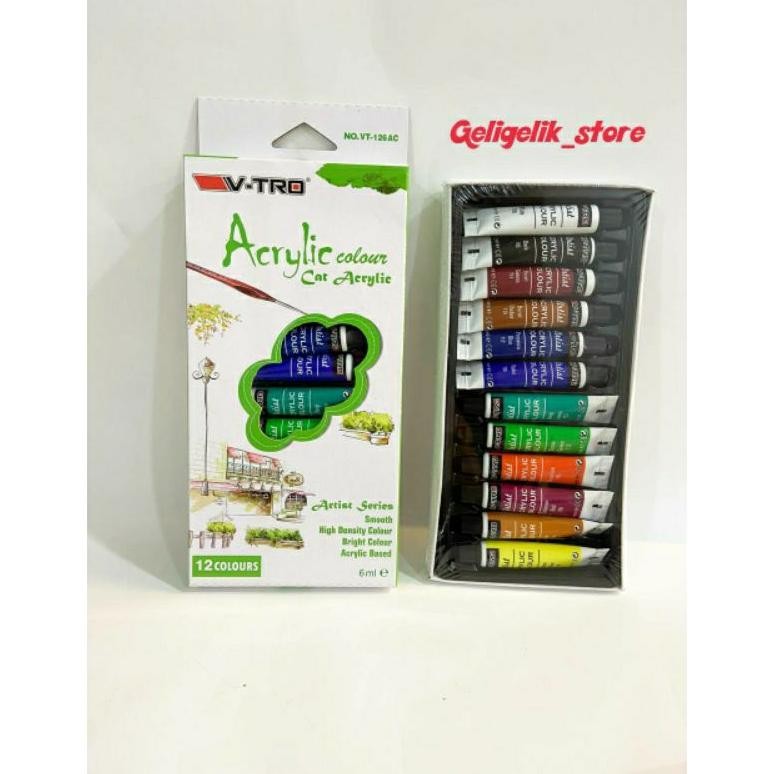 

Cat Akrilik 12 Warna 6ml V-Tro / Acrylic Colour V-Tro Artist Series 12 Colour @6ml AST