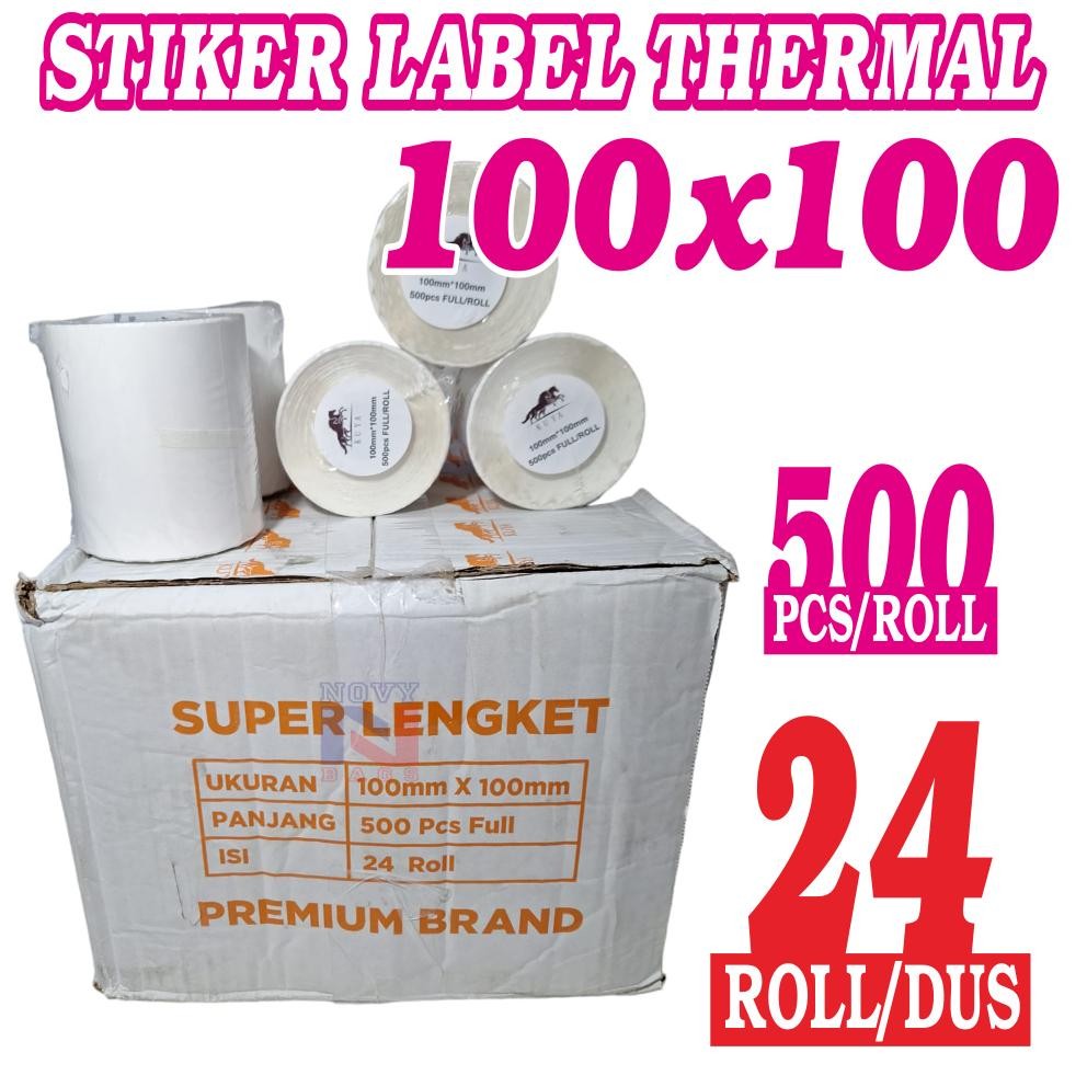 

PROMO HEMAT!!! 1DUS/KARTON ISI ( 24 ROLL ) STIKER THERMAL RESI LABEL BARCODE 100X100MM ISI 500 PCS/LEMBAR AST