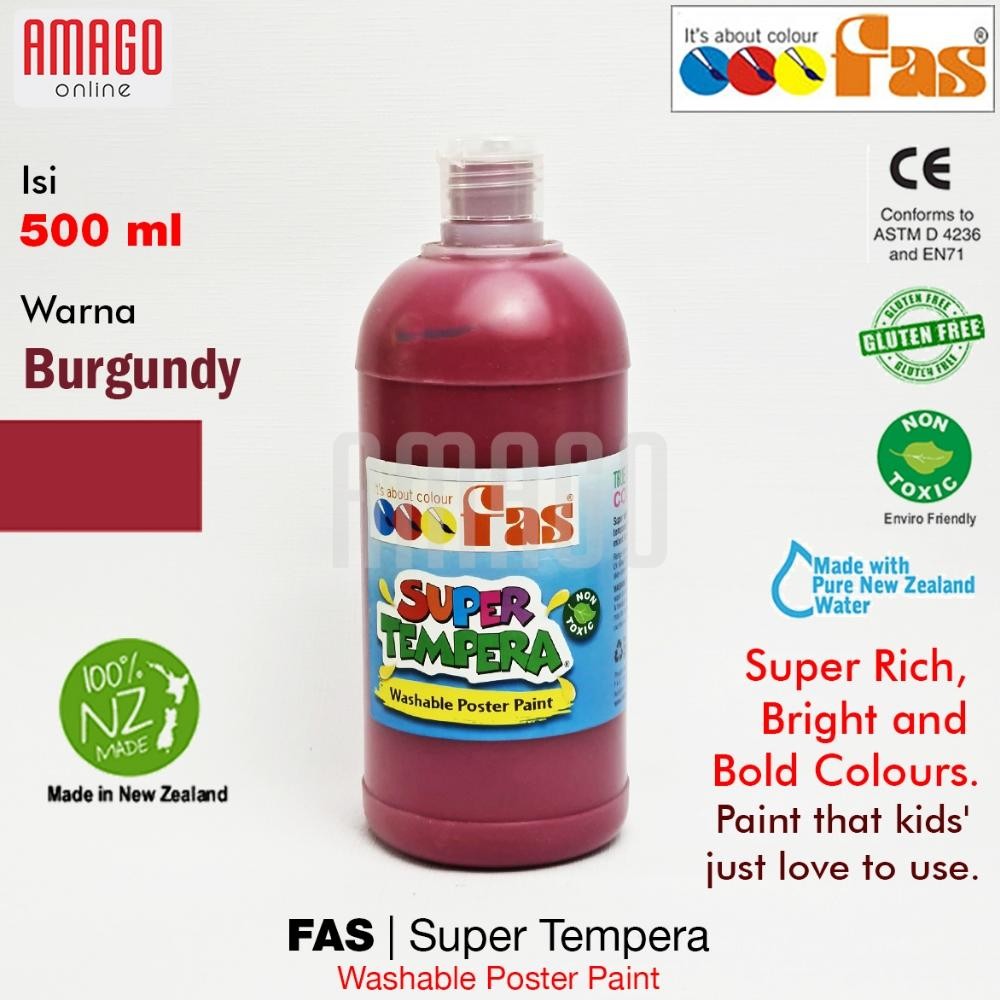 

Cat Poster Lukis FAS Super Tempera Washable Poster Paint - 500 ml - Burgundy - 033 AST