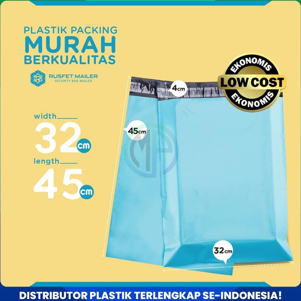 

Amplop Plastik Polymailer Baby Blue Biru 32 x 45cm Low Cost Plastic Packing Polos Shop Rusfet Murah AST