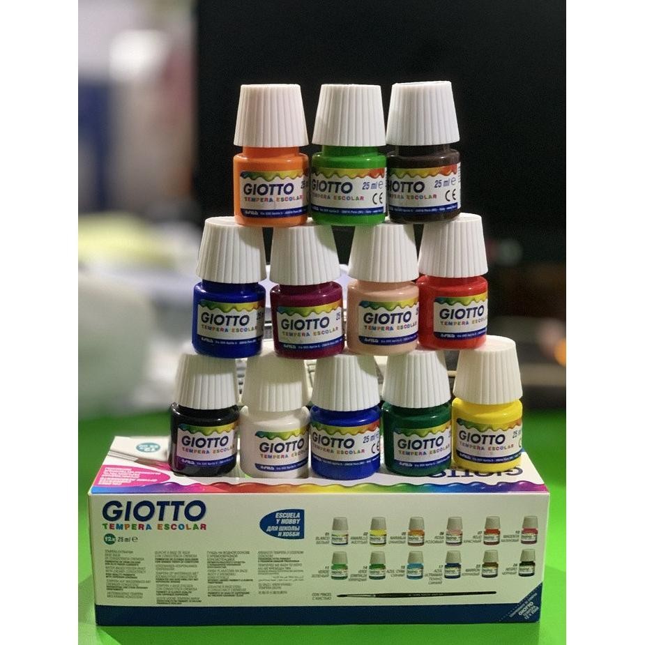 

Giotto tempera escolar paint 25ML 12 warna Washable Non Toxic AST