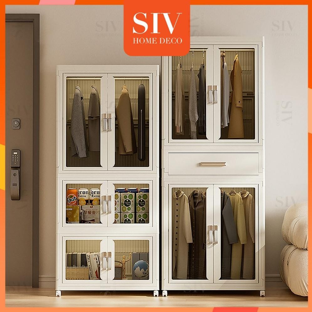 65cm Besar Lemari Baju Bayi Plastik Lemari Pakaian Estetik Minimalis Anak Lemari Plastik Susun