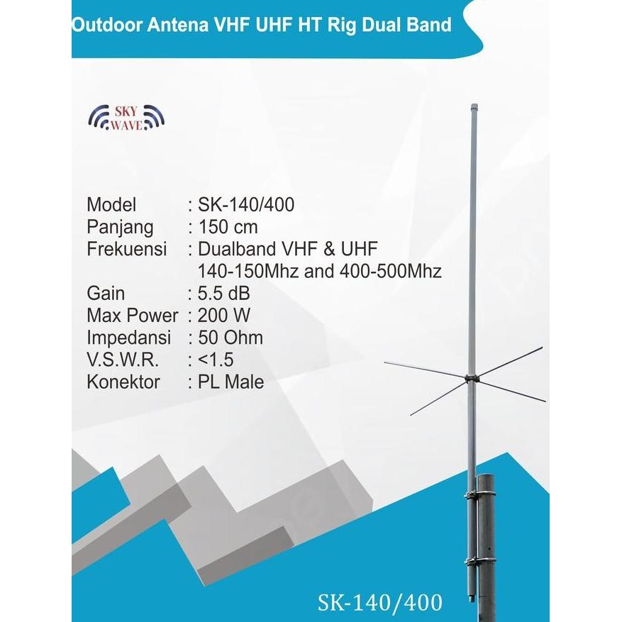Outdoor Antena Vhf Uhf Ht Rig Dual Band Rumah Gudang Kantor New Stok