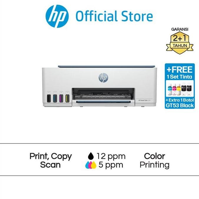 Printer Hp Smart Ink Tank 525 Aio ( Print Scan Copy ) Usb Fotocopy Kertas A4 F4 Cetak Color Colour W