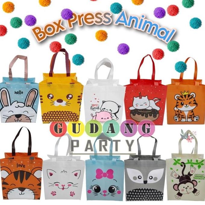

Tersedia Spunbond Box Press Animal/Tas Ultah Animal/Tas Souvenir Ultah/GoodyBag