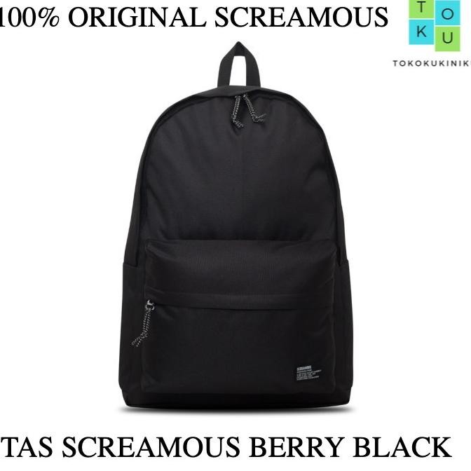 Tersedia Screamous Tas Backpack Ransel Sekolah BERRY BLACK Bag Original
