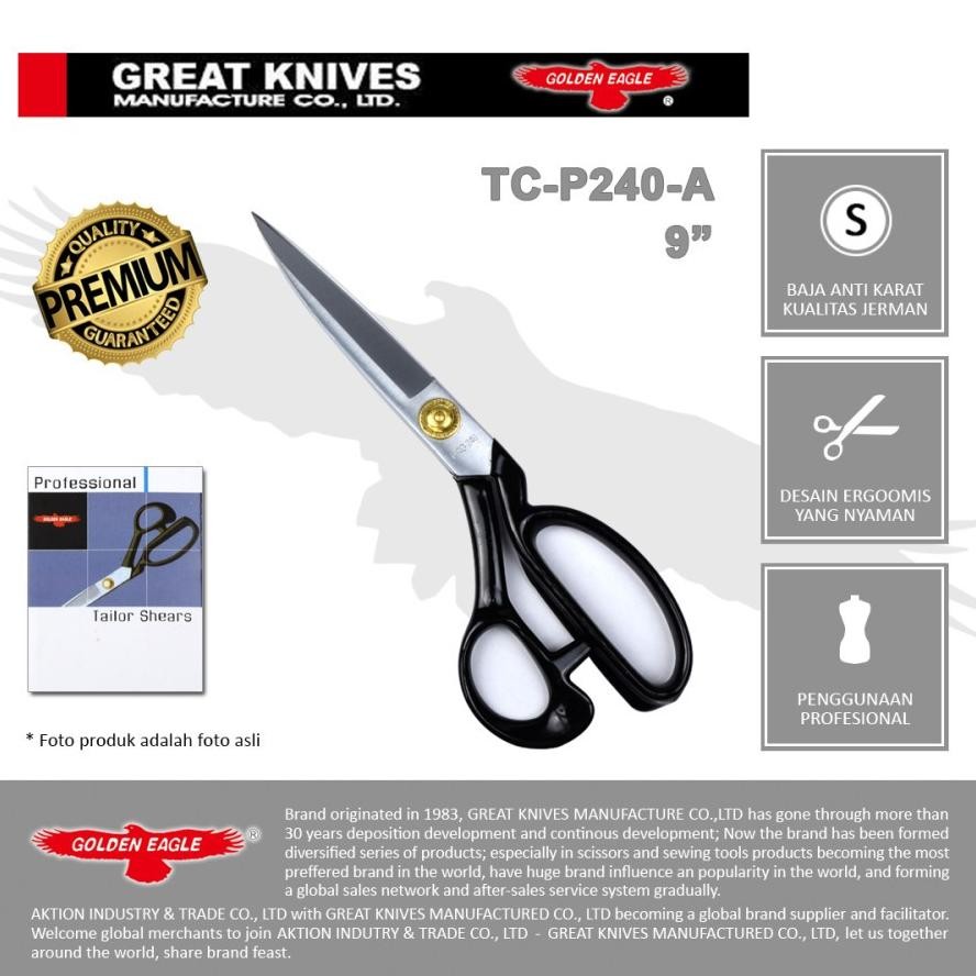 

Gunting Kain Golden Eagle ukuran 9" TC-P240-A