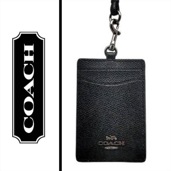

Gantungan Kartu Id Card Holder Lanyard Black Crossgrain Leather Gunmetal Logo Original Fo Co