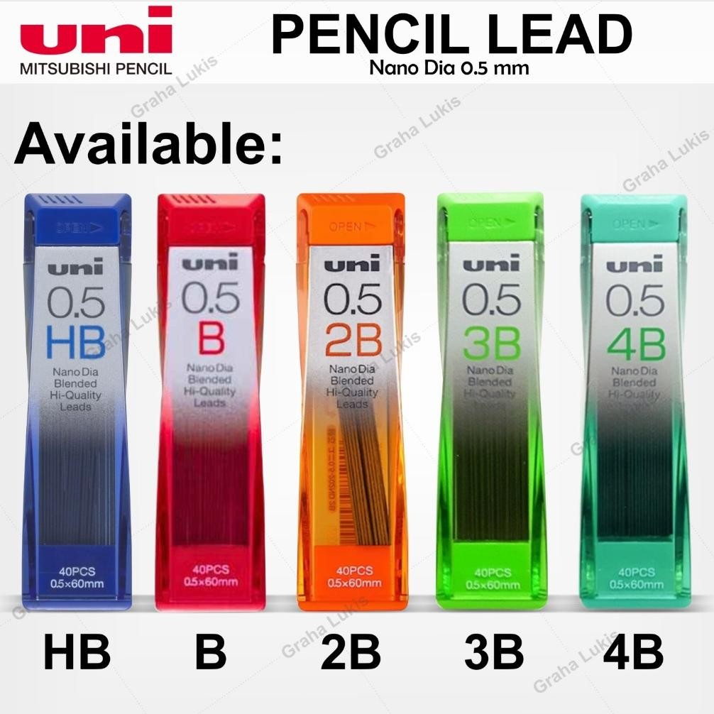 

Uni Nano Dia Pencil Lead 0.5 mm 3B / Isi Pensil Mekanik 3B - 0.5mm