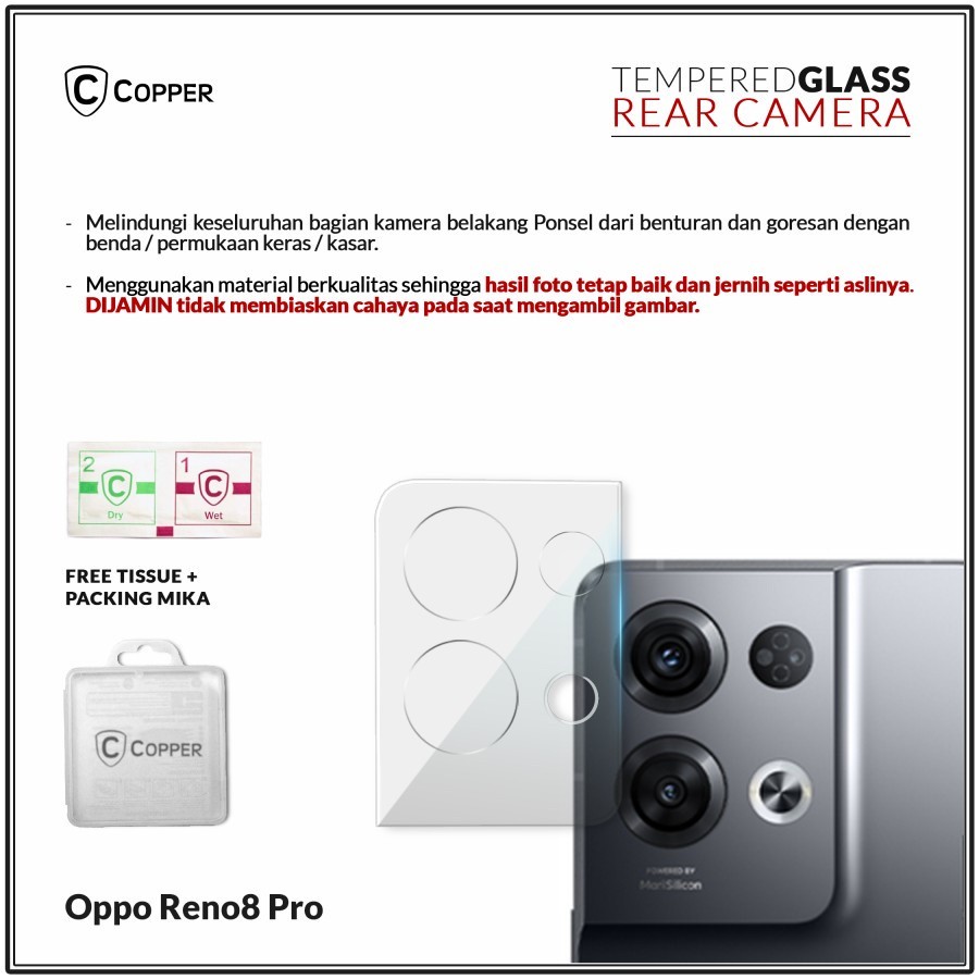Oppo Reno 8 Pro (Reno8) - Copper Tempered Glass Kamera 3D Clear