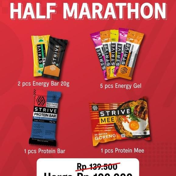

Strive Paket Lari Half Marathon Energy Bargel Protein Barmee