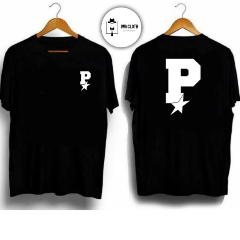 Promo Kaos Inisial Nama Huruf P Star Sablon Dtf T-Shirt Kaos Distro Pria Wanita