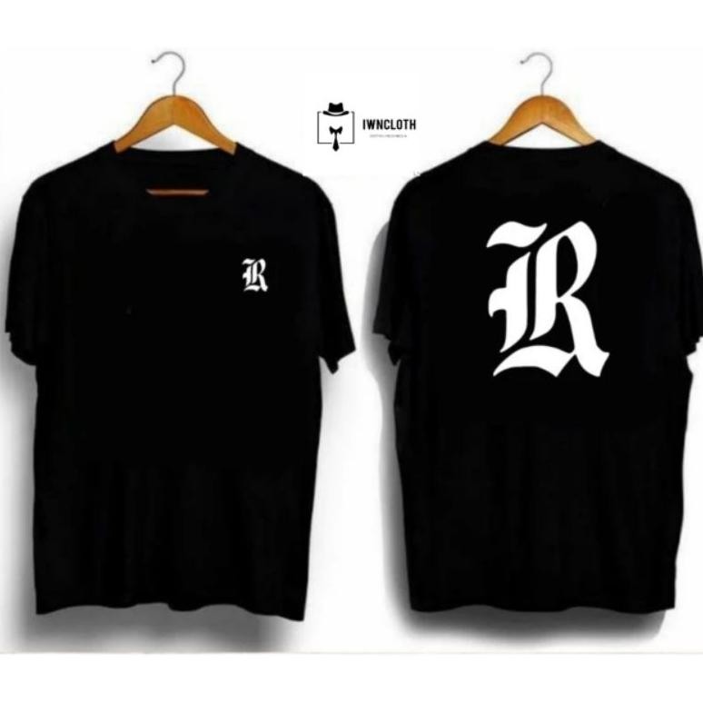 Promo T-Shirt Kaos Inisial Nama Huruf R Combed 30S