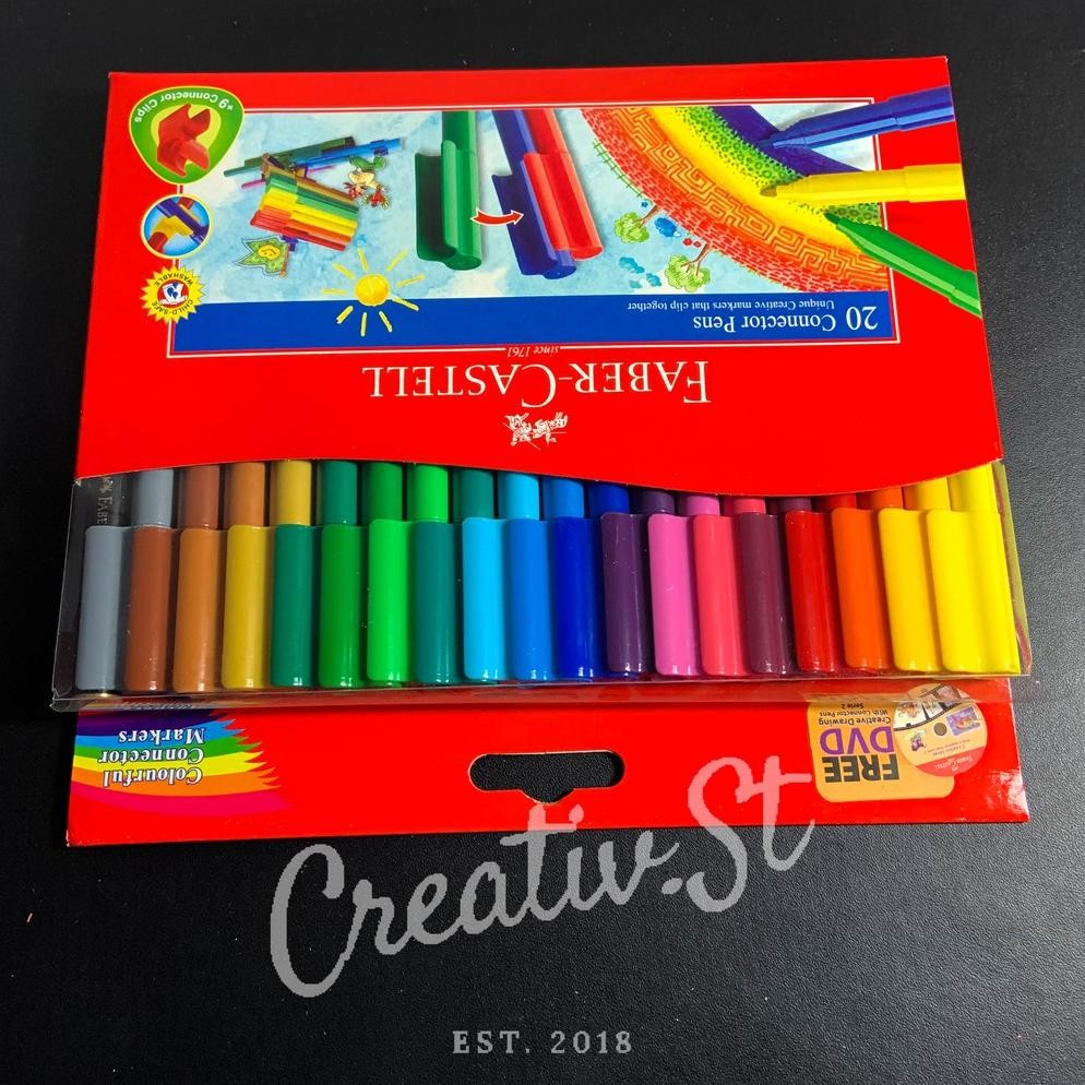 

FABER CASTELL Connector Pen 20 Spidol Warna Pulpen Warna