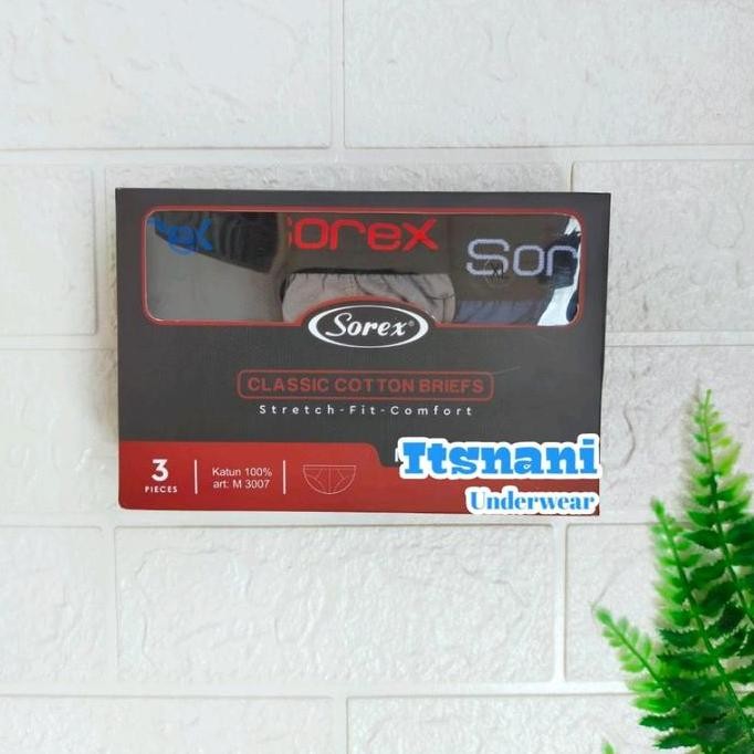 Ready Cd Pria Sorex M 3007 Katun Karet Boxer Isi 3Pcs | Celana Dalam Cowok Sorek Berkualitas Best Se