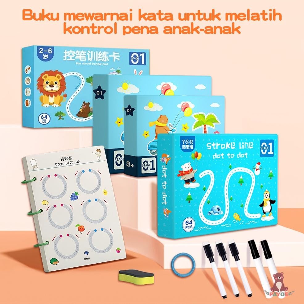 

PAYOE Magic Workbook Smart Writing Book Buku Edukasi Anak Belajar Tracing Wipe And Clean Book Activity
