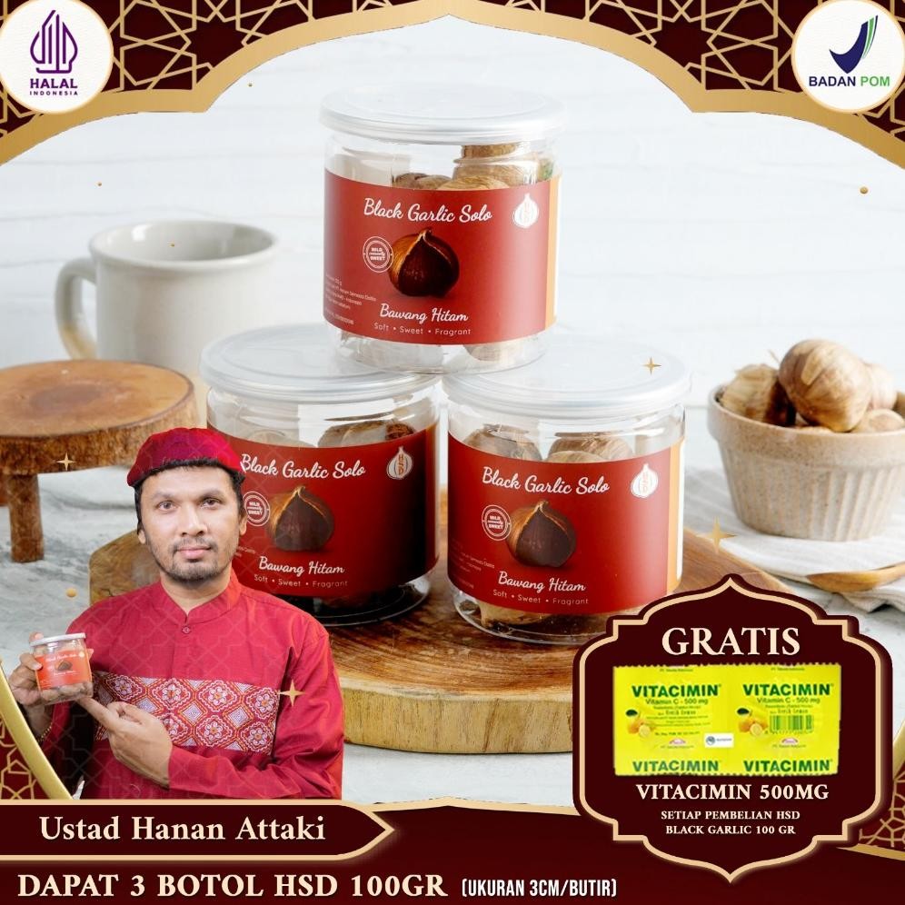 

3 BOTOL HSD Black Garlic Solo ( Bawang Hitam Tunggal) 100 Gr