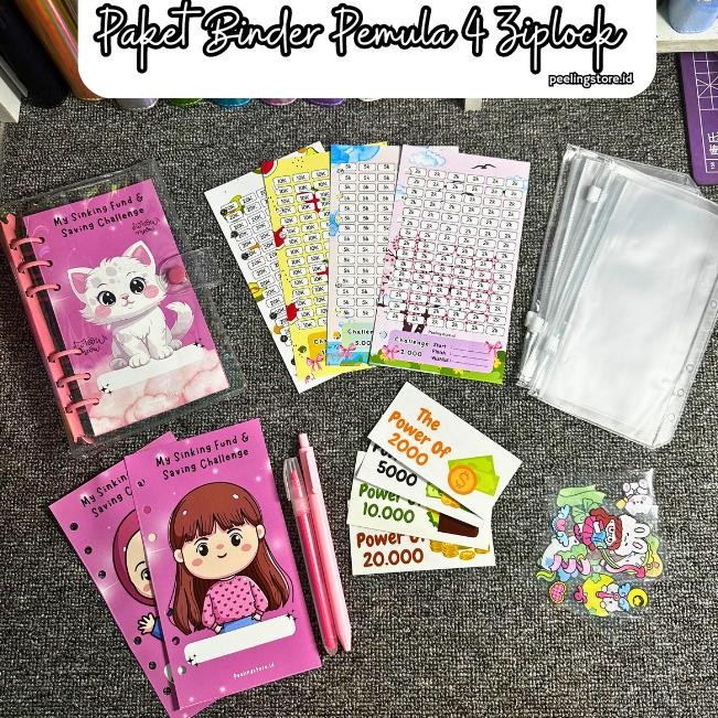 

4 Ziplock Paket binder jelly nabung a6/ binder keuangan murah / binder a6 / binder sequin binder daisy binder hologram binder transparant / zipper / ziplock a6