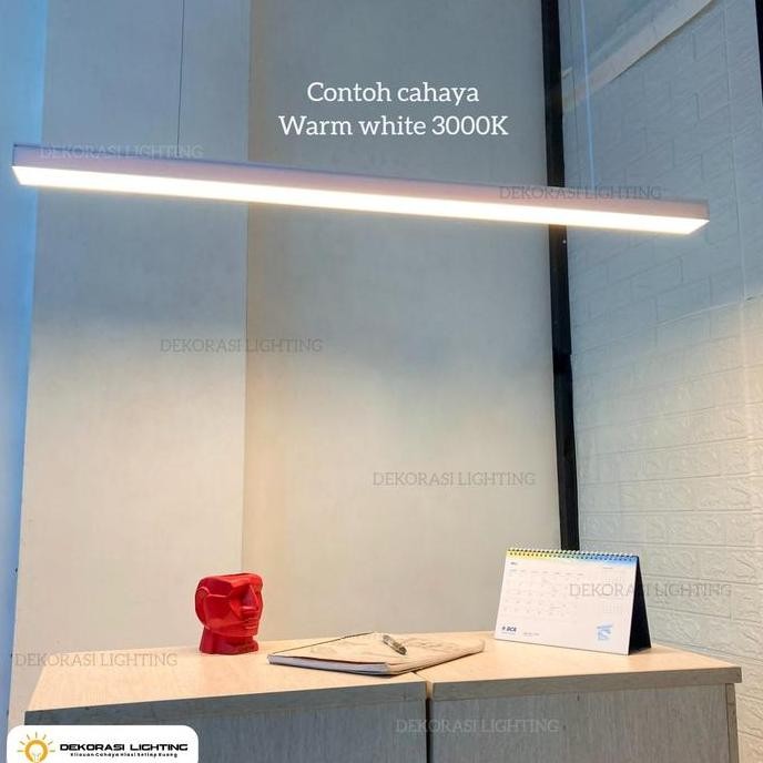 Lampu gantung hias plafon panjang hitam putih led decor rumah kantor