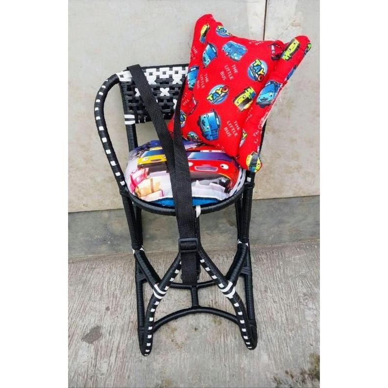 ( MURAH ) kursi boncengan motor matic anak full anyam free sabuk bantal stang / boncengan anak rotan