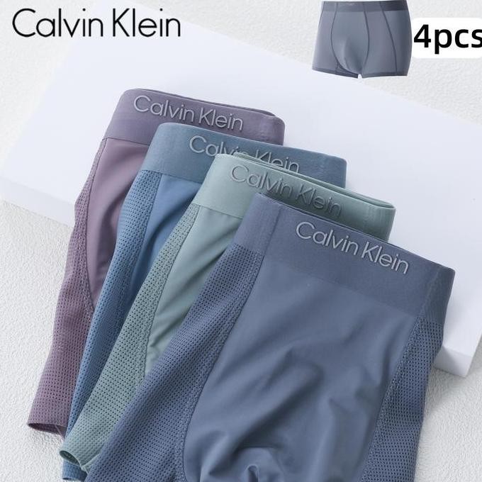 Calvin Klein 4PCS Ice Silk Boxer Short Pants Pria Celana Dalam Boxer Sport Cool Mesh Pria Clana Dale