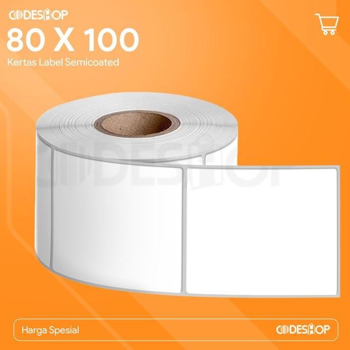 

MURAH Codeshop Label Semicoated 80x100 mm 1 Line 1000 Stiker Printer Barcode