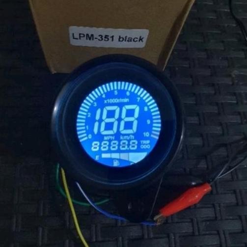 Speedometer Digital Bulat Motor LED Universal Bensin RPM Odometer