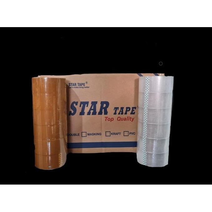 

HRG DISKON Isolasi / lakban / Selotip Bening Coklat 45 mm x 90 Yard DOS 72 Roll