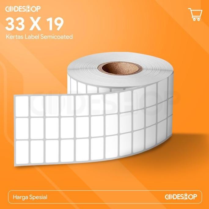 

PROMO Codeshop Stiker Label Barcode 33x19mm Semicoated 3 Line 10000 Pcs