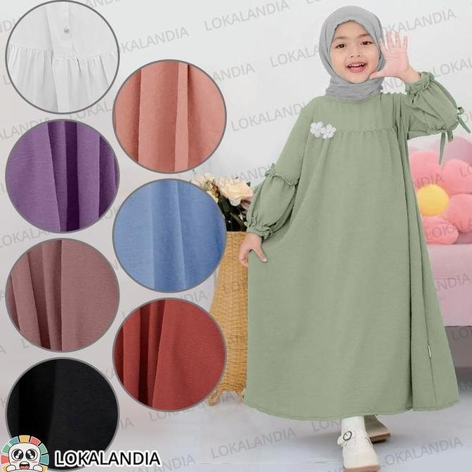 Sale Gamis Anak Crinkle Airflow Baju Muslim Perempuan Dress Tanggung Remaja Baju Rok Panjang Cewek M
