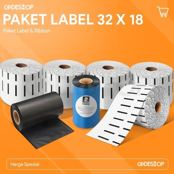 

HARGA DISKON PAKET Label Barcode Blackmark 32x18 5 pcs + Ribbon Wax 300M 1 pcs