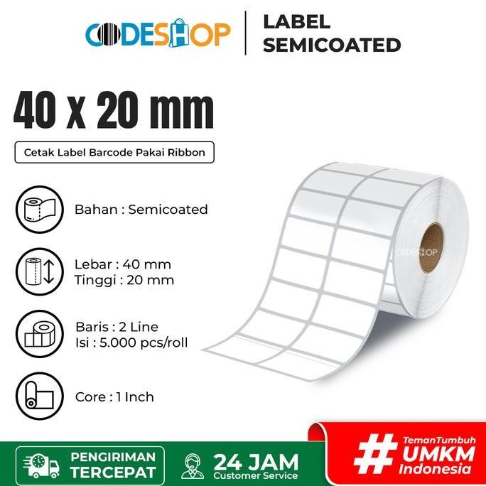 

HOT PROMO Label Semicoated 40x20 mm / 40x20 / 40 x 20 mm 5000 Pcs
