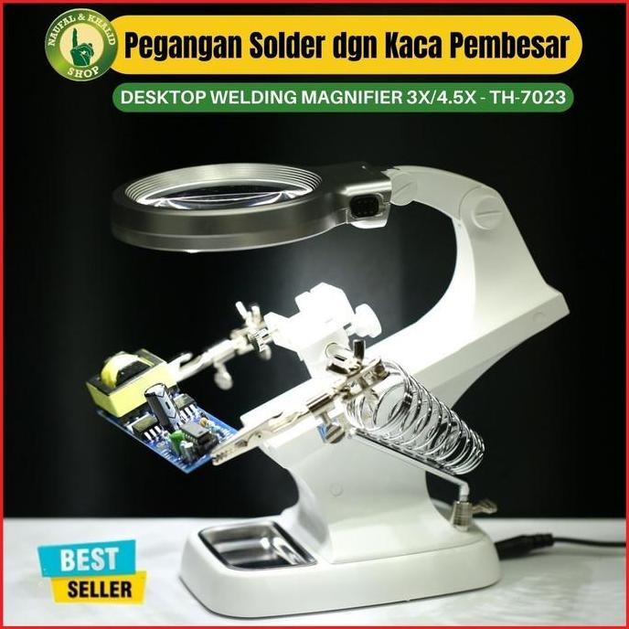 

BEBAS ONGKIR - Pegangan solder dengan kaca pembesar desktop welding magnifier