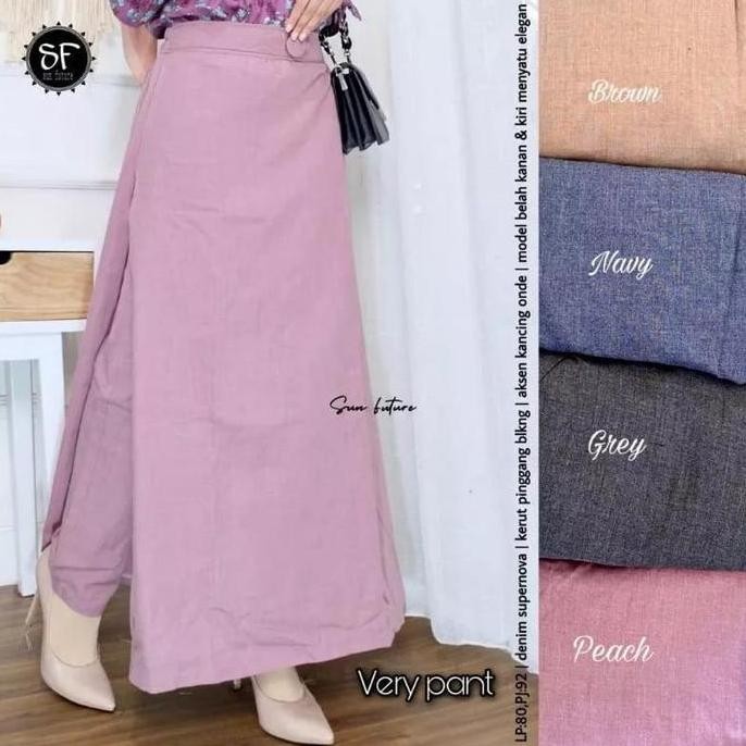 Bestseller- Rok Celana Palazzo Katun Bawahan Busana Muslim Polos